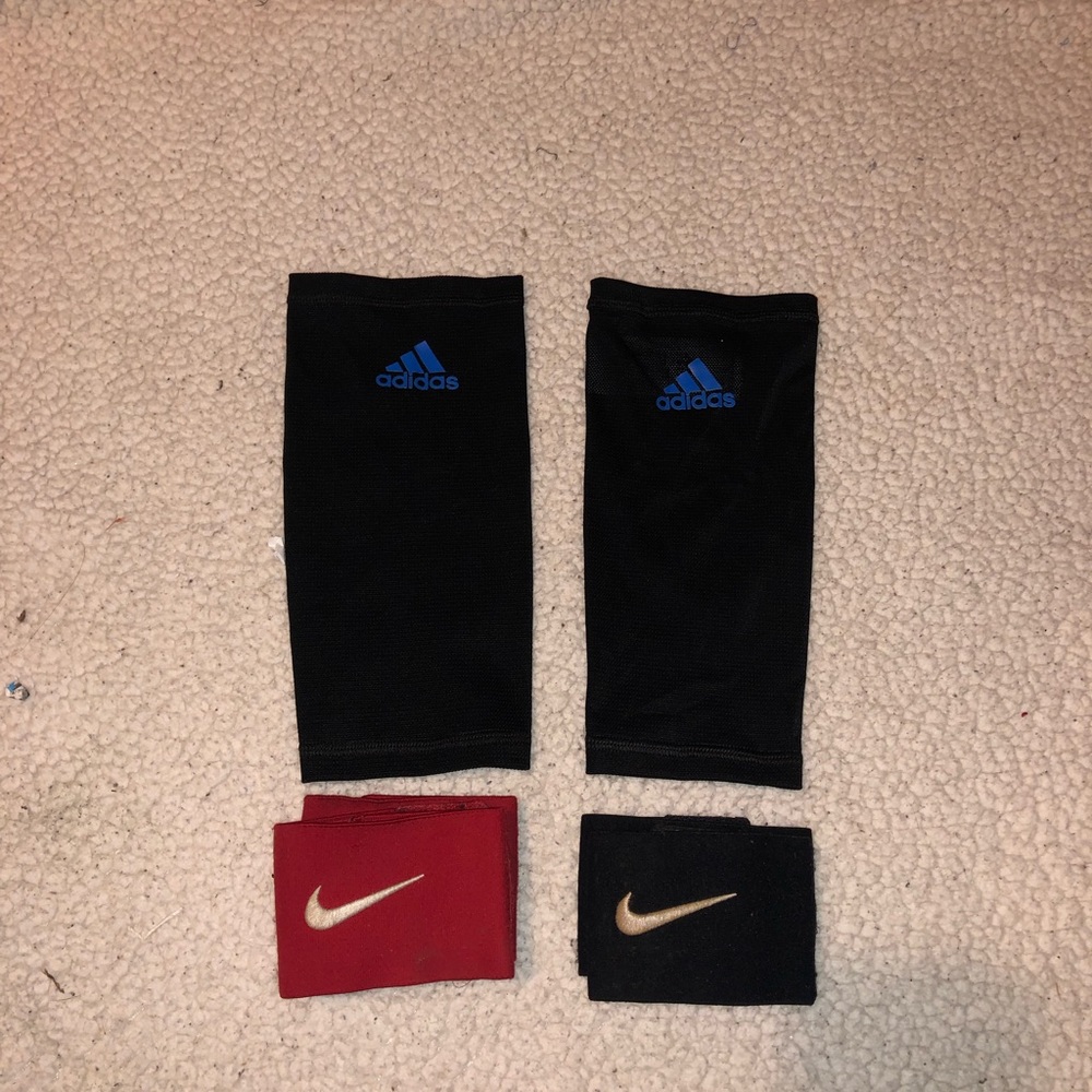 New shin sleeves adidas +red/black/white straps
